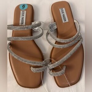 Steve Madden Silver Rhinestone Women’s Summer Sandals, Size  6M, New